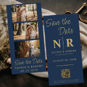 Elegante Bruiloft Monogram Fotostrip QR Code Save The Date
