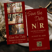Elegante Bruiloft Monogram Fotostrip QR Code Save The Date