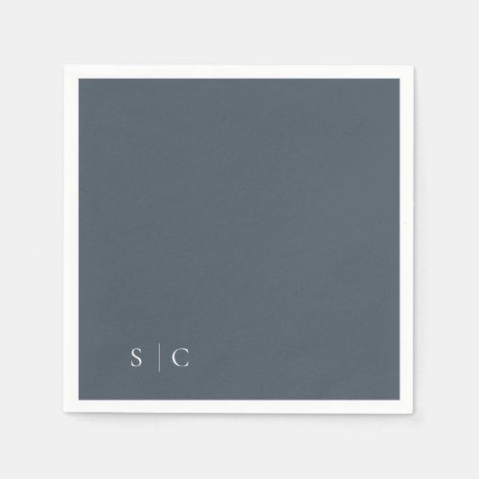 Elegante bruiloft monogram gedempt blauw servet (Voorkant)