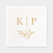 Elegante bruiloft Monogram Greenery bladeren Folie Servetten (Voorkant)