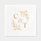 Elegante bruiloft monogram groen bladeren folie servetten (Voorkant)