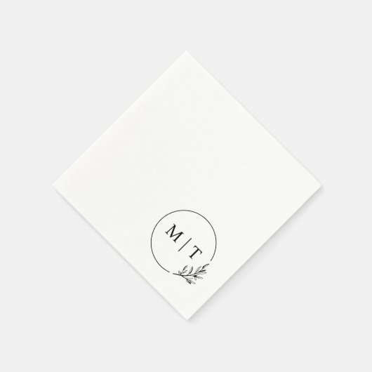 Elegante bruiloft monogram groen bladeren servet (Hoek)