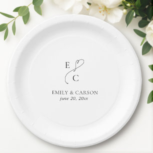Elegante bruiloft Monogram Logo Initialen Papier B Papieren Bordje