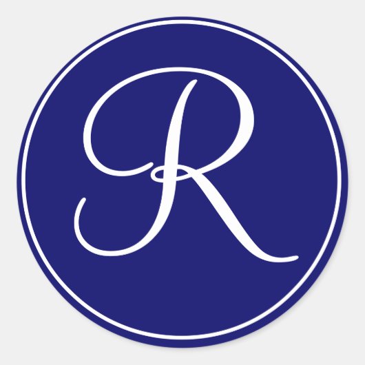 Elegante Bruiloft Monogram Marine Witte Labels (Voorkant)