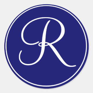 Elegante Bruiloft Monogram Marine Witte Labels