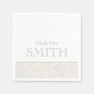 Elegante bruiloft Mr. & Mrs. NAME grijs wit Servet