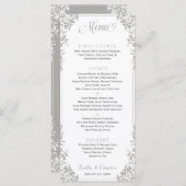 Elegante bruiloft of event menu's (grijs) (Voorkant / Achterkant)