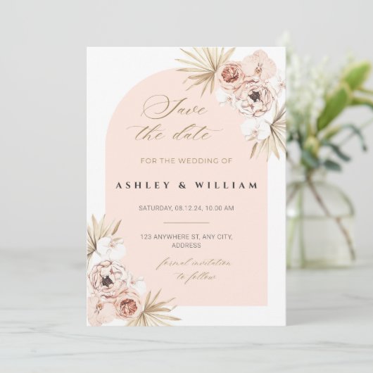 Elegante bruiloft opslaan van de datum uitnodiging (Staand voorkant)