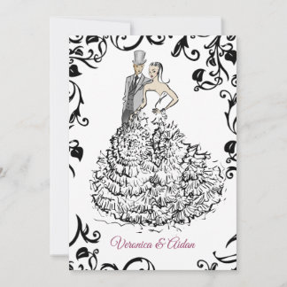 Elegante bruiloft paar illustratie kaart