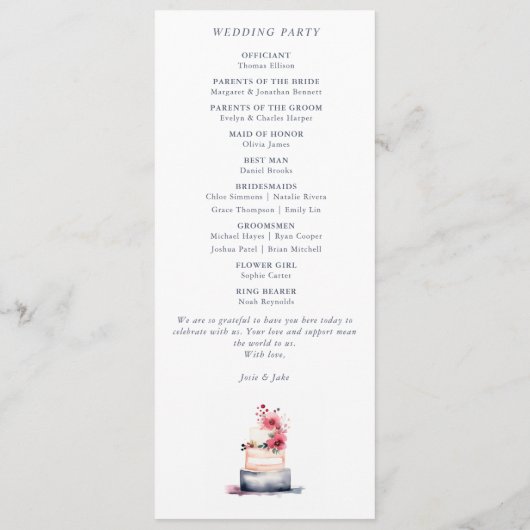 Elegante bruiloft partij Kaart met Waterverf taart (Achterkant)