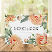 Elegante bruiloft perzik bloem gastenboek