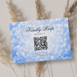 Elegante bruiloft QR RSVP Bokeh Lights Navy Blue
