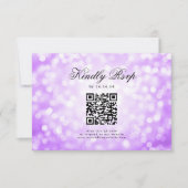 Elegante bruiloft QR RSVP Bokeh Lights Paarse (Voorkant)