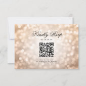Elegante bruiloft QR RSVP Bokeh Lights Roos Gold (Voorkant)