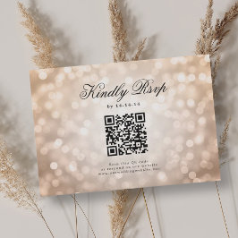 Elegante bruiloft QR RSVP Bokeh Lights Roos Gold Kaartje