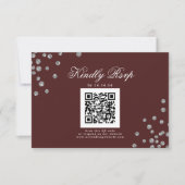 Elegante bruiloft QR RSVP Silver Confetti Bourgogn (Voorkant)