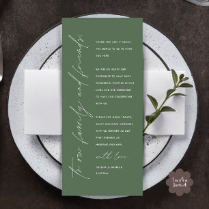 Elegante bruiloft receptie dank u kaart voor de ga