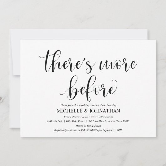 Elegante bruiloft repetitie Dinner Invitation Kaar Kaart (Voorkant)