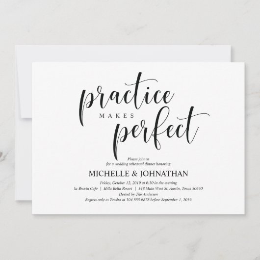 Elegante bruiloft repetitie Dinner Invitation Kaar Kaart (Voorkant)