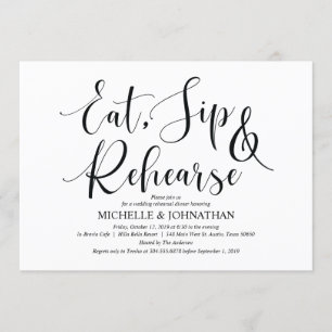 Elegante bruiloft repetitie Dinner Invitation Kaar Kaart