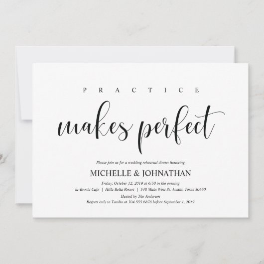 Elegante bruiloft repetitie Dinner Invitation Kaar Kaart (Voorkant)