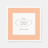 Elegante bruiloft romantische harten perzik cockta servet (Voorkant)