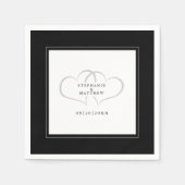 Elegante bruiloft romantische harten zwart wit pap servet (Voorkant)