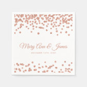 Elegante bruiloft Roos Gouden Glitter Confetti Wit Servet (Voorkant)