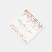 Elegante bruiloft Roos Gouden Glitter Confetti Wit Servet (Hoek)