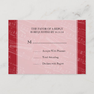 Elegante bruiloft RSVP Bladmuziek Rood Kaartje