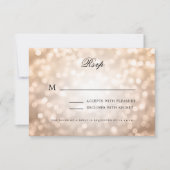 Elegante bruiloft RSVP Bokeh Lights Roos Gold (Voorkant)