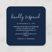 Elegante bruiloft RSVP kaart met QR code Vierkante Visitekaartje (Voorkant)