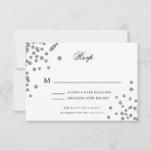 Elegante bruiloft RSVP Silver Confetti Bourgogne (Voorkant)