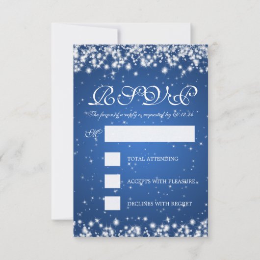 Elegante bruiloft RSVP Winter Sparkle Blue (Voorkant)