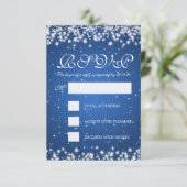 Elegante bruiloft RSVP Winter Sparkle Blue (Staand voorkant)