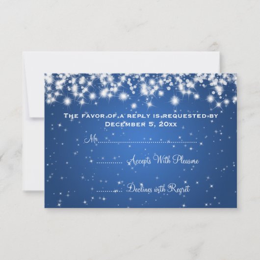 Elegante bruiloft RSVP Winter Sparkle Blue (Voorkant)
