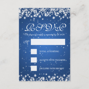 Elegante bruiloft RSVP Winter Sparkle Blue Kaartje