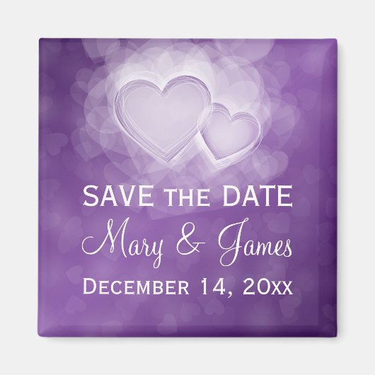 Elegante bruiloft "Save The Date" Modern Hearts Pu Magneet (Voorkant)