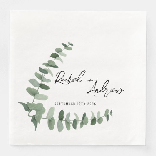 Elegante bruiloft servetten met eucalyptus ontwerp (Voorkant)
