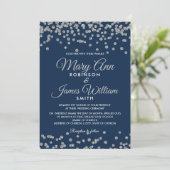Elegante bruiloft Silver Faux Glitter Confetti Nav Kaart (Staand voorkant)