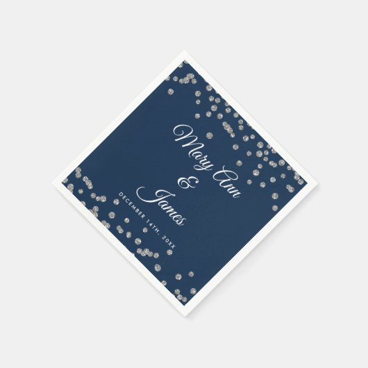 Elegante bruiloft Silver Faux Glitter Confetti Nav Servetten (Hoek)