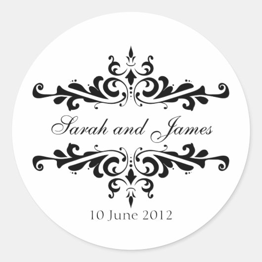 Elegante bruiloft Stickers met namen en datum (Voorkant)