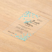 Elegante bruiloft Turquoise glitter Confetti thema Acryl Uitnodigingen (Laagn)