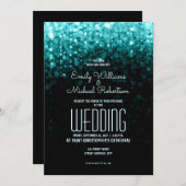 Elegante bruiloft turquoise lichten bokeh achtergr kaart (Voorkant / Achterkant)