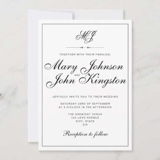 Elegante bruiloft uitnodiging met QR Code (Voorkant)