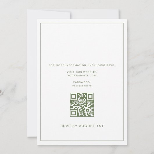 Elegante bruiloft uitnodiging met QR Code (Achterkant)