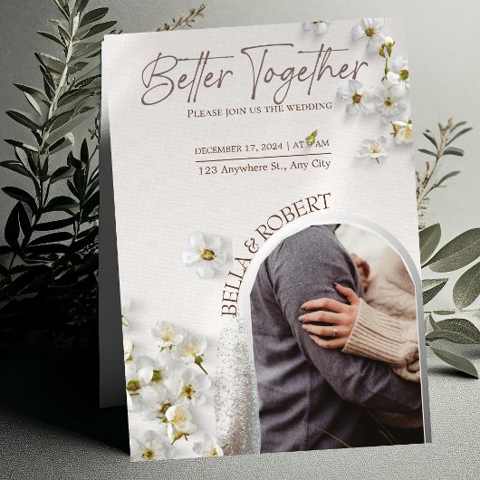 Elegante bruiloft uitnodiging met zilveren glitter