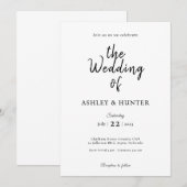 Elegante bruiloft uitnodiging zwart en wit (Voorkant / Achterkant)