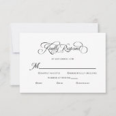 Elegante bruiloft vriendelijk reageren kalligrafie RSVP kaartje (Voorkant)