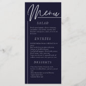 Elegante bruiloft waterverf bloemendonker marinedi menu (Voorkant)